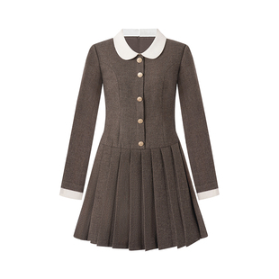 Even一雯【凛冬恋歌】韩系高智感假两件连衣裙女秋冬收腰百褶裙