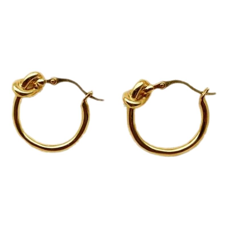Wearring 欧美简约绳结圈圈耳环女打结耳钉 冷淡风时髦镀金耳饰