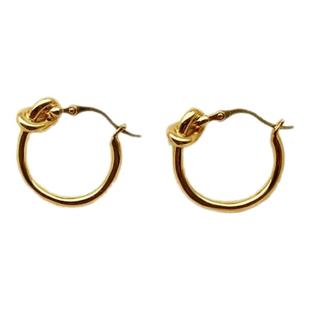 Wearring 欧美简约绳结圈圈耳环女打结耳钉 冷淡风时髦镀金耳饰