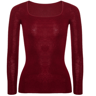 温暖柏林系列U领长袖羊毛打底