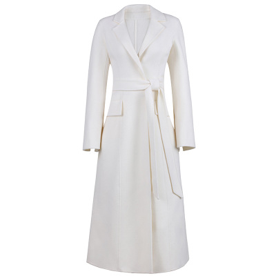 开叉收腰修身显瘦双面羊绒大衣