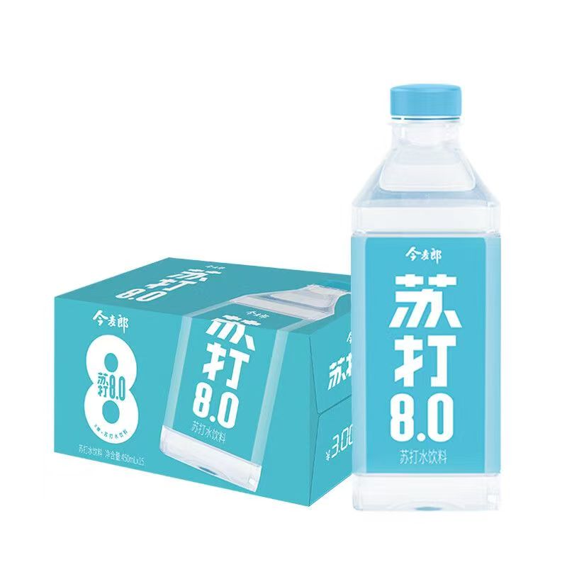 新货今麦郎苏打水450ml*15瓶0糖0卡弱碱性PH8.0健康饮用水整箱