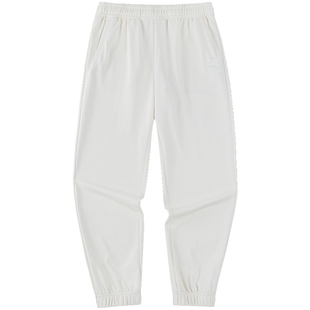 安踏运动裤女裤2025冬季新款时尚宽松针织束脚收口百搭白色卫裤女