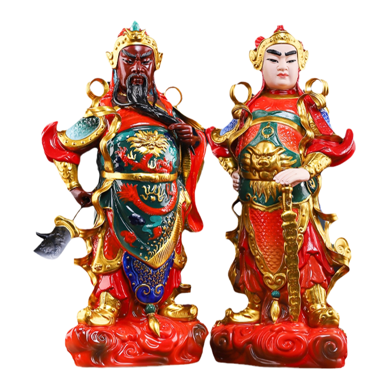 戴玉堂陶瓷摆件《伽蓝韦陀一对护法神像》佛像家用供奉观音装饰