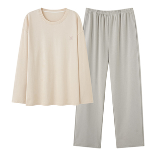 雅鹿睡衣男款纯棉圆领长袖男生全棉家居服套装男士四季通用秋冬季