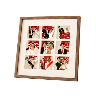 九宫格相框摆台实木照片定制diy打印加婚纱照结婚照情侣礼物挂墙