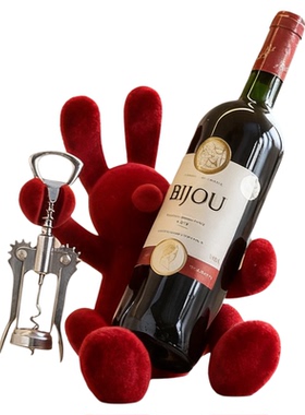 高端红色兔子酒架摆件斜放支架