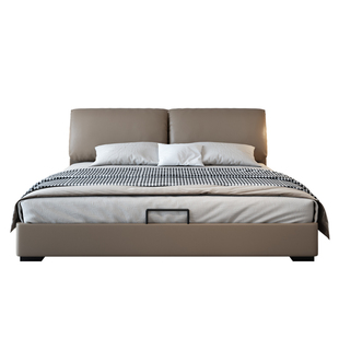 柏曼家具大象耳朵真皮床2米气压储物双人床收纳床意式极简婚床