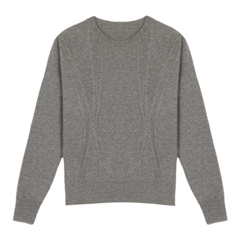 鹿王羊绒衫女士圆领变化组织毛衣针织衫百搭保暖高级简约秋冬新款