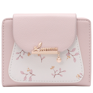 短款钱包女款2025折叠撞色小清新学生钱包卡包二合一多功能收纳包