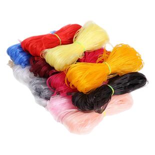 彩色透明雪纺纱缎绸带手工diy自制彩带编帽丝带耳环饰品材料配件