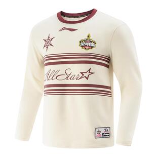 李宁正品CBA全明星篮球系列复古针织柔软男子长袖文化衫AHSVA49