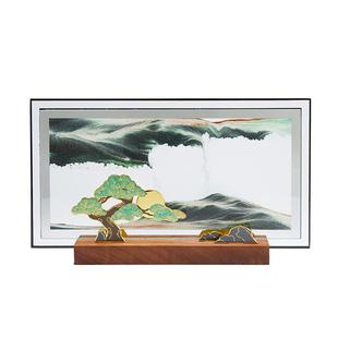 马鹿万事轻松流沙画摆件办公室桌面客厅装饰创意青松高档生日礼物