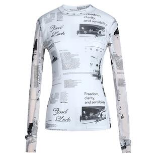 未知未觉2024年秋装新品时尚短款长袖薄款网纱打底衫女W331T16425