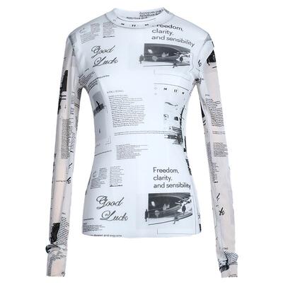 未知未觉2024年秋装新品时尚短款长袖薄款网纱打底衫女W331T16425