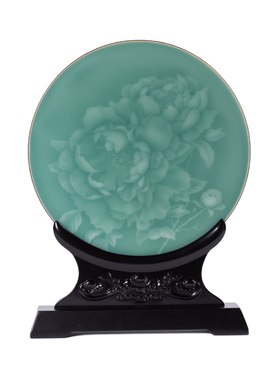 【官方正品】牡丹玉璧摆件