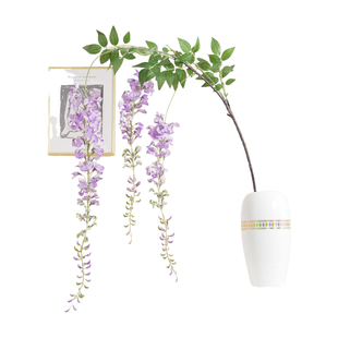 高仿真长支紫藤豆花室内客厅装饰垂吊摆件婚礼拱门吊顶造景垂挂花