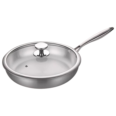 无涂层316不锈钢平底锅家用不粘锅食品级加厚电磁炉专用牛排煎锅