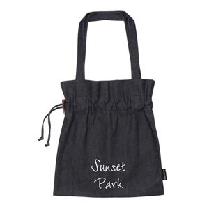 SunsetPark「牛纽包」原创抽绳复古牛角扣百搭条纹牛仔单肩托特包