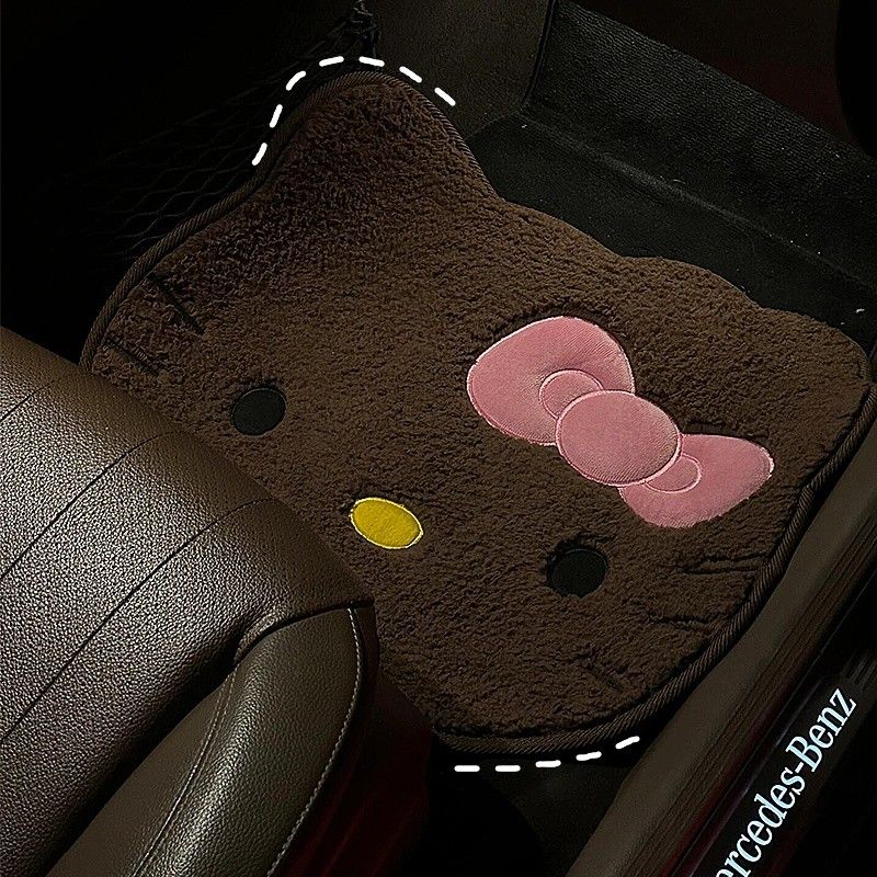 黑皮kitty汽车脚垫主副驾驶通用可爱凯蒂猫周边车载耐脏脚踏地毯