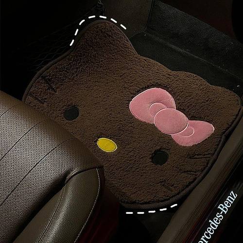 黑皮kitty汽车脚垫主副驾驶通用可爱凯蒂猫周边车载耐脏脚踏地毯