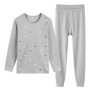 青少年莱卡纯棉秋衣秋裤套装男士内衣初高中学生线衣大童保暖内衣