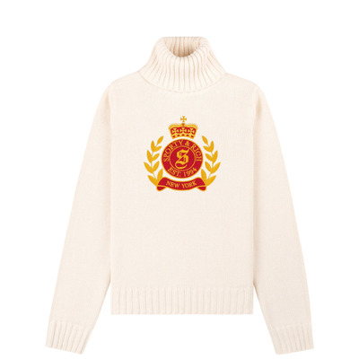 [秋冬新品]Sporty&Rich Central Park系列女士NY Crest高领毛衣