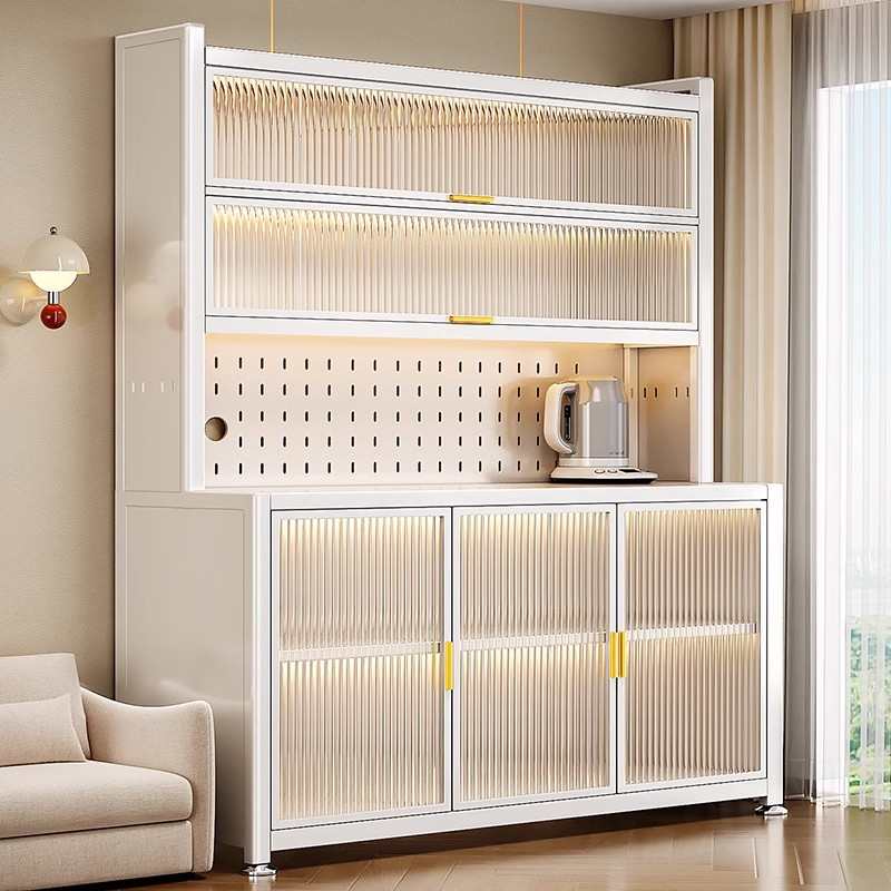 厨房金属餐边收纳柜厨房置物架客厅杂物储物架多层落地展示防尘柜