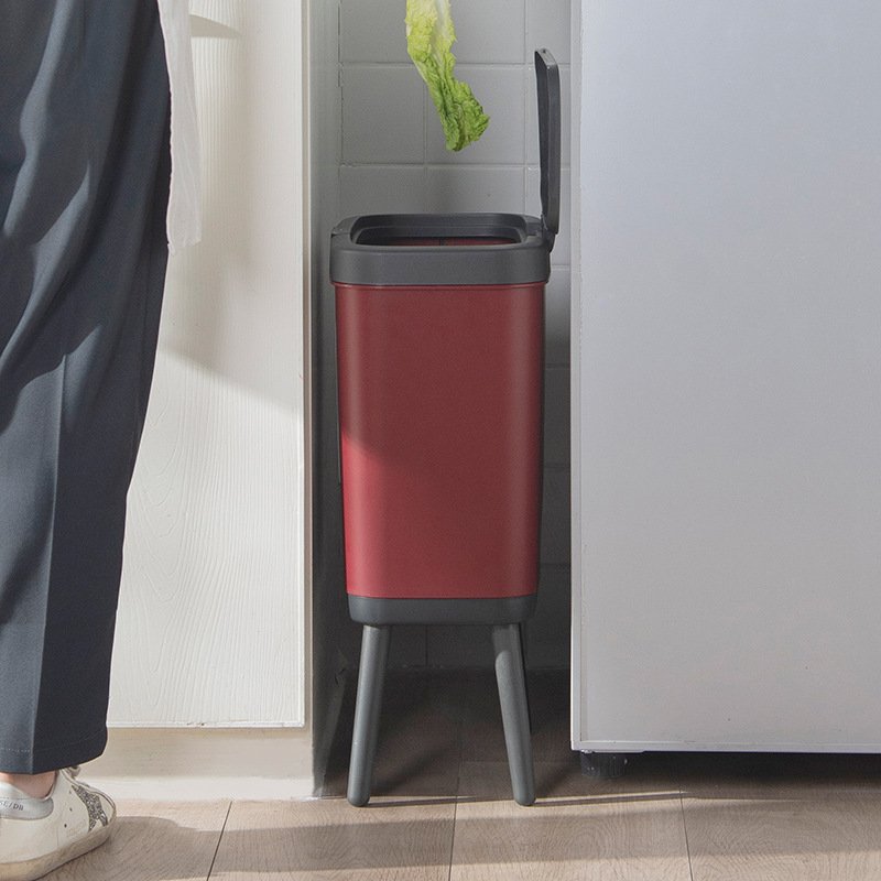 双艺垃圾桶厨房免弯腰垃圾桶风式酒店北欧高脚垃圾桶按压卫生间