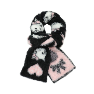 可爱猫咪甜美蝴蝶结毛绒围脖女冬季韩系氛围感保暖护颈学生围巾潮