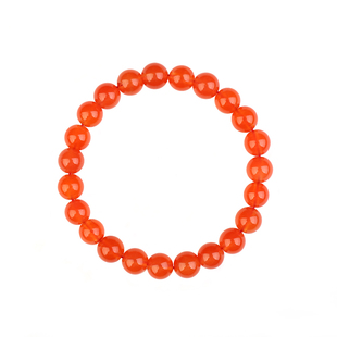 帝廷!天然保山冰红南红手串 河湾料单圈 高珠宝感高荧光感的冰红