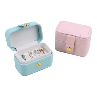 新款迷你绒布首饰盒小巧便携式耳钉戒指盒旅行随身小型饰品盒子