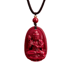 庆祥泰原矿朱砂吊坠女款正品官方旗舰店男士本命佛生肖马原石项链