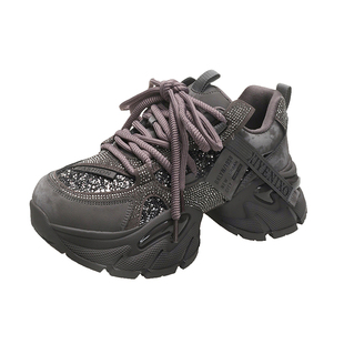 大码女鞋41到43春季新款老爹鞋脚宽胖厚底轻便软底休闲复古运动鞋