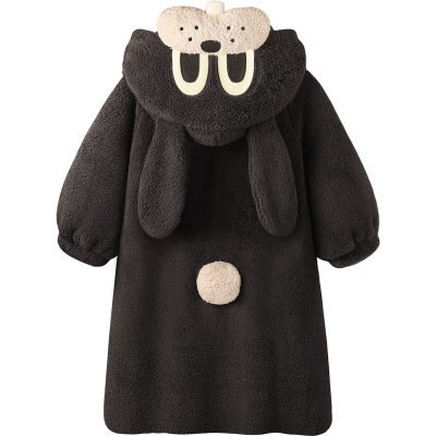 『煤球兔兔』睡袍女秋冬加绒加厚