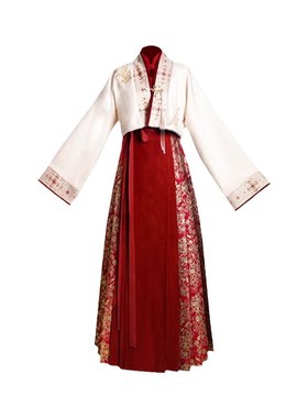 拟梦汉服红色喜庆订婚中式婚服