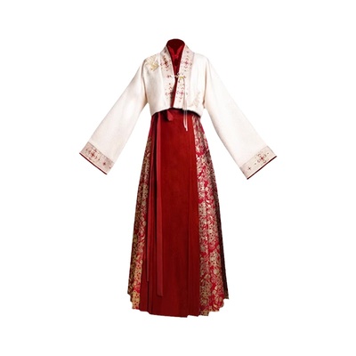 拟梦汉服红色喜庆订婚中式婚服