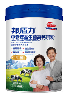 明一中老年益生菌高钙牛奶粉700g