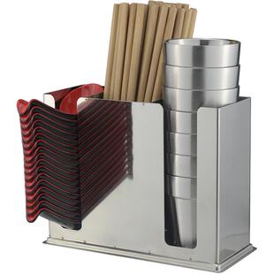 三洽不锈钢餐厅筷子筒方形饭店筷子调羹收纳盒餐桌筷子勺子收纳架