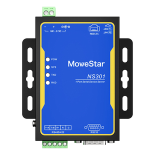 【MoweStar】移星单串口服务器RS232/422/485转以太网模块串口转RJ45网口Modbus TCP桌面式工业通讯网关NS301