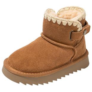 红蜻蜓女童鞋儿童雪地靴皮毛一体2025新款加绒冬季棉鞋中大童保暖