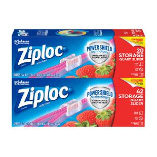 ziploc密保诺拉链式可站立保鲜袋食品密封袋密实袋组合装中号62个