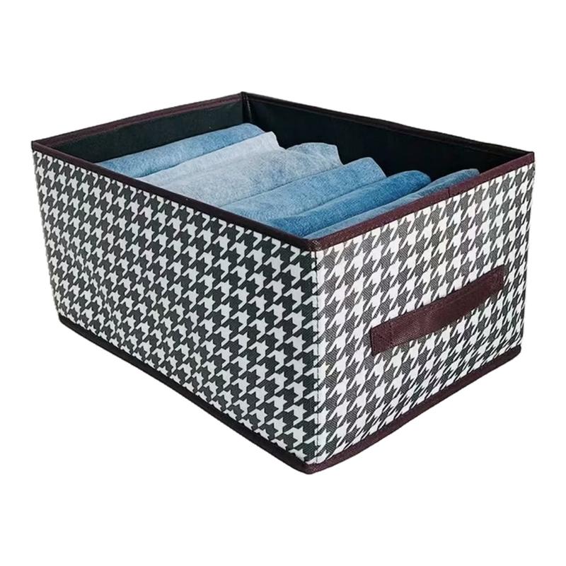 衣服收纳箱千鸟格家用衣柜分层整理收纳神器放衣物布艺折叠收纳筐