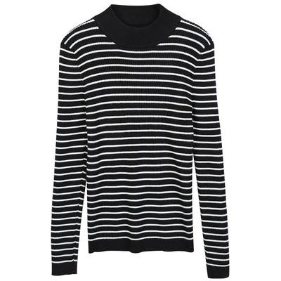 条纹内搭修身打底衫半高领针织衫
