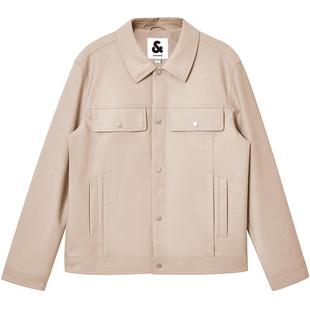 杰克琼斯男装春秋季新款休闲25年基础纯色口袋组合PU皮衣夹克外套