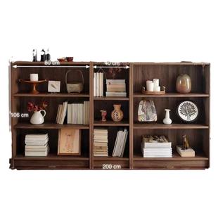 简约实木置物架落地书架自由组合家用展示储物柜复古风收纳格子柜