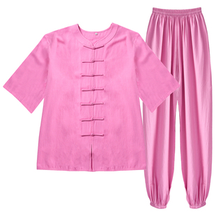 2025新款夏季亚麻太极拳宏情棉绸女装棉麻薄款高档武术练功太极服