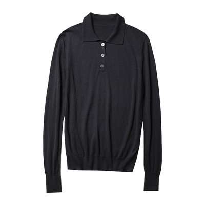 TANG TOWN自制 柔糯轻盈高支全羊毛宽松慵懒时髦POLO领针织衫套衫