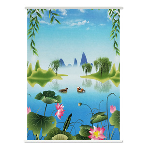 成品窗帘卷拉式遮阳隔热防晒卧室卫生间阳台厨房手拉升降打孔画帘