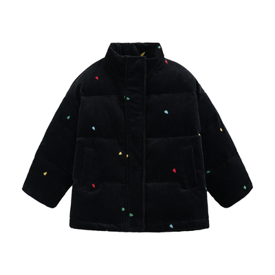 男童全棉灯芯绒夹棉外套加绒长裤